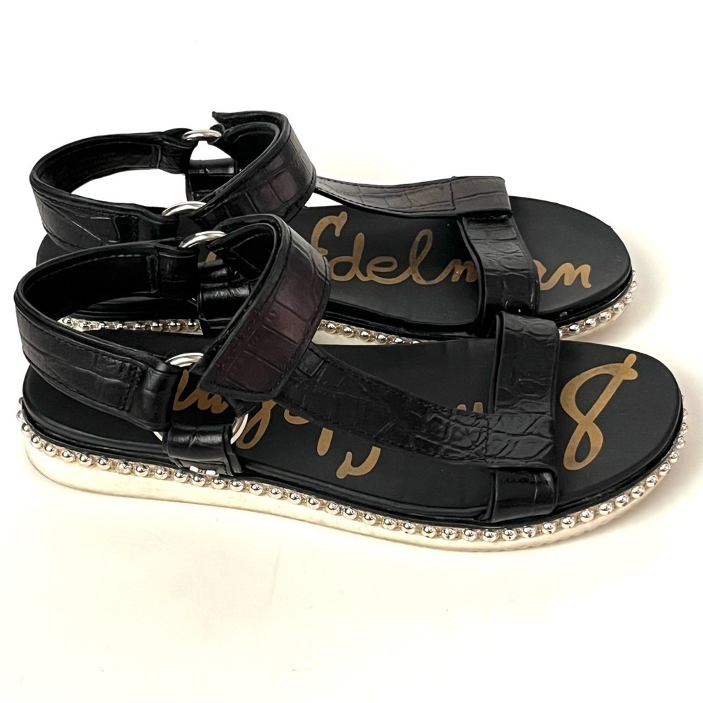 Sam Edelman Leather Faux Croc Studded Annalise Sandal Size 7.5